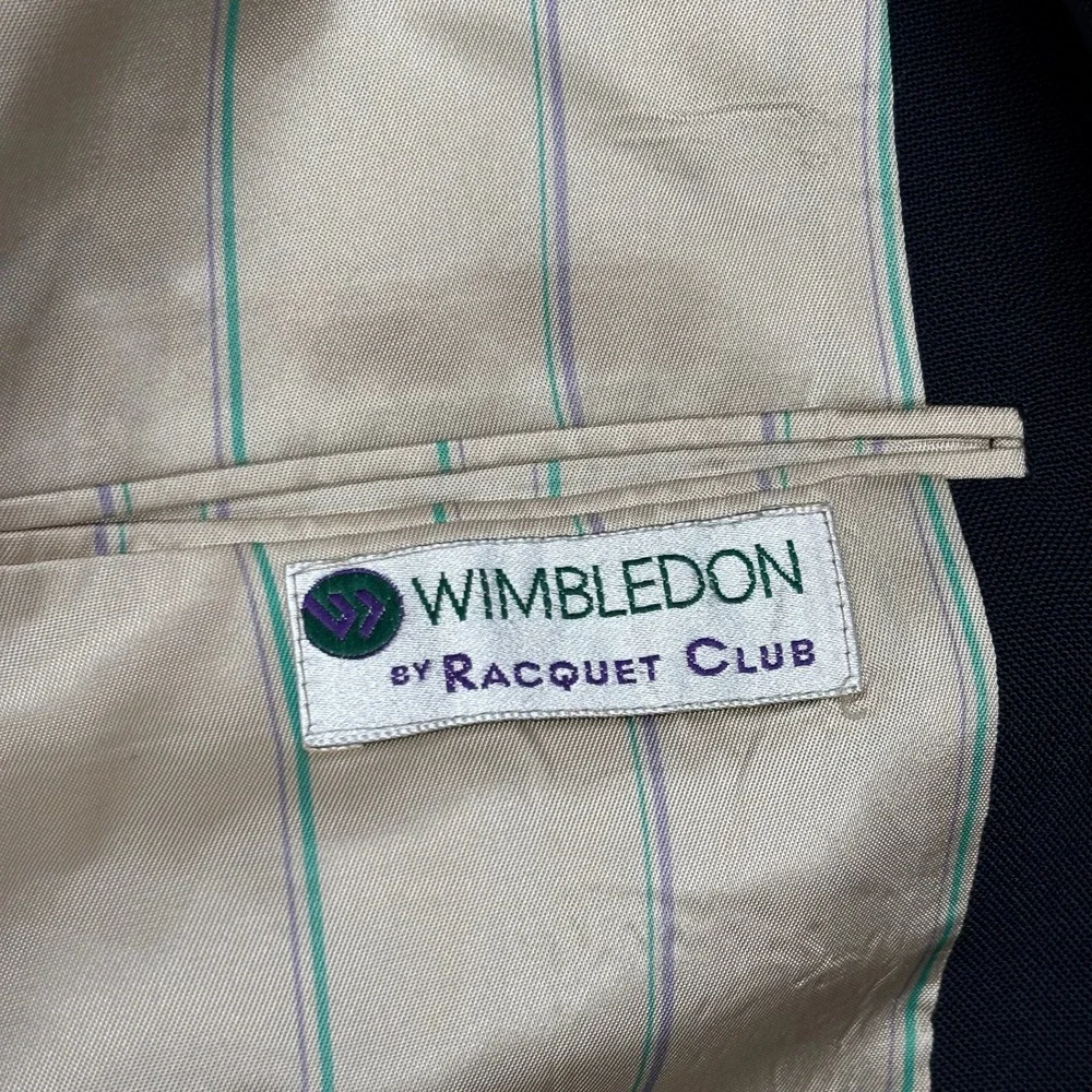 Wimbledon by Racquet Club Dillard's Navy Blue Blazer Gold Button Sport Coat 42R
